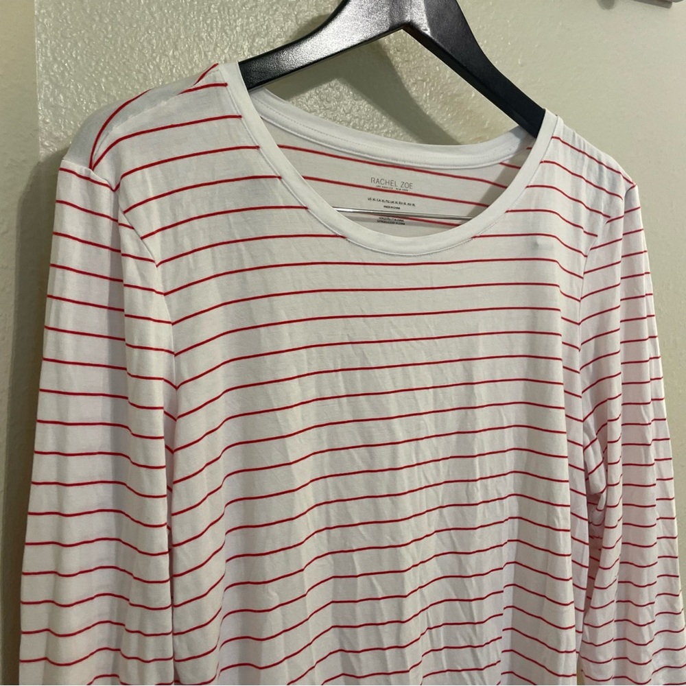 Rachel Zoe White Tee with Red Stripes - Picture 3 of 4